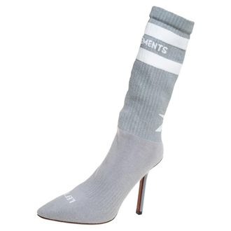 VETEMENTS Grey Knit Fabric Reflective Sock Boots