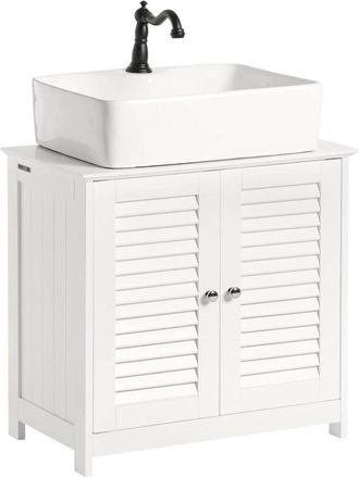 SoBuy Sobuy - White Under Sink Bathroom Storage Cabinet with Shutter Doors,FRG237-W