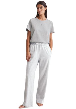 Marc O'Polo Loungehose MARC OPOLO Heavy Jersey-Woven, Damen, Gr. XL, N-Gr, grau (cozy grau melange), Jersey, Obermaterial: 100% Baumwolle, l&auml;ssig geschnitten lang