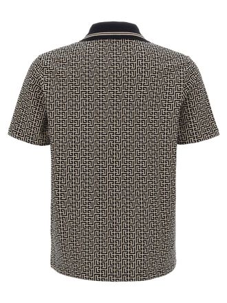 Balmain Logo-Embroidered Jacquard Polo Shirt - Black