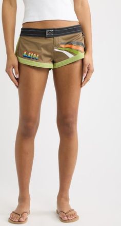 Jaded London LDN Beaded Micro Board Shorts in Brown at Nordstrom, Size 12