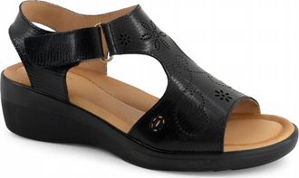 Andrea Womens T-Bar Leather Sandal In Black