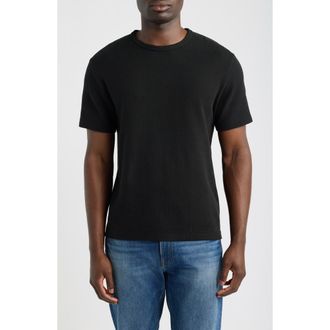 Frame Denim Textured Cotton Jacquard T-Shirt in Black at Nordstrom, Size Xx-Large