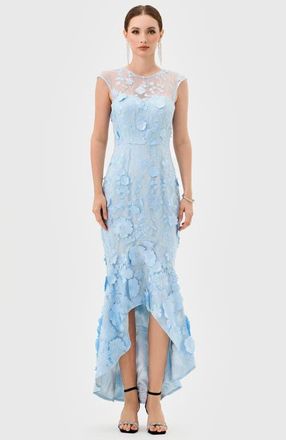 Bariano Freyja Cap Sleeve Hi Lo Midi in Blue at Nordstrom, Size 4