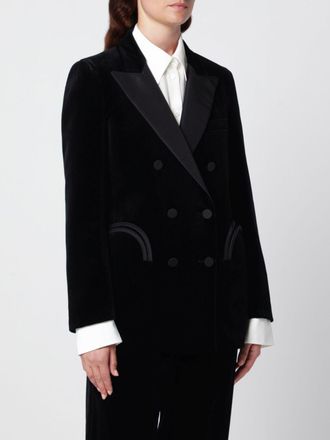 Blaz&eacute; Milano Double-Breasted Cotton Velvet Blazer with Peak Lapels
