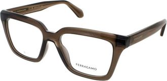 Ferragamo Ladies Transparent Rectangular Eyeglass Frames Sf2985