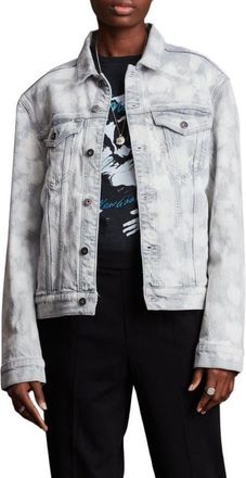 AllSaints Jupp Stretch Cotton Denim Jacket in Bleached Grey at Nordstrom, Size Medium