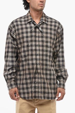 Dsquared2 MAGLIANO Camicia in Flanella di Cotone a Quadri con Dettaglio Removibile Dsquared2