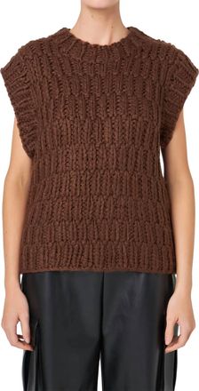English Factory Chunky Knit Sweater Vest In Brown
