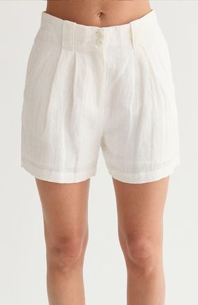 Crescent Pleated Linen Shorts in White at Nordstrom, Size X-Small Short