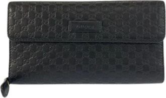 Gucci Pre-owned Wallets, male, Black, Size: ONE SIZE Pre-owned Microguccissima Leather Long Wallet