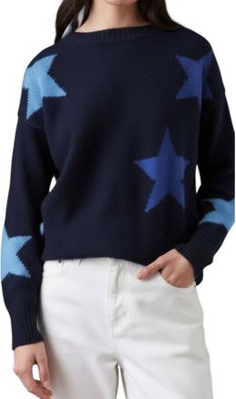 Brodie Navajo Star Sweater In Navy/tranquil Blue, Electric Blue