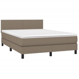 vidaXL Vidaxl - Cama Box Spring Con Colch&oacute;n Led Tela Gris Taupe 140x200 Cm