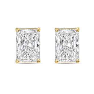 Diana M. Jewels 14Kt Yellow Gold 12.00 cts Lab Grown Radiant Cut Diamond Studs