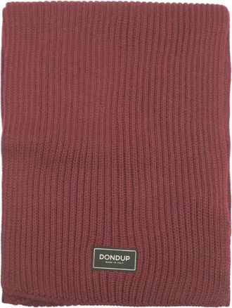 Dondup Geribbelde sjaal met logo label - Heren - Wintersjaals - Rood - ONE Size - Wol - Accessoires