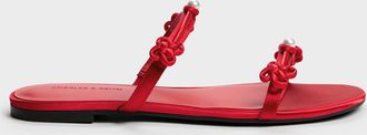 Charles & Keith Orinda Knot-Pearl Slide Sandals