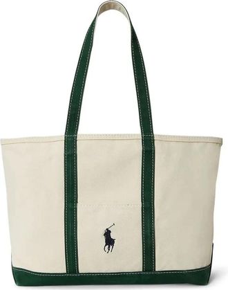 Polo Ralph Lauren Big Pony Shopper - Heren - Shoppers - Beige - ONE Size - Katoen - Tassen