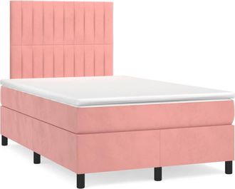 vidaXL Vidaxl - Cama Box Spring Con Colch&oacute;n Y Led Terciopelo Rosa 120x190 Cm