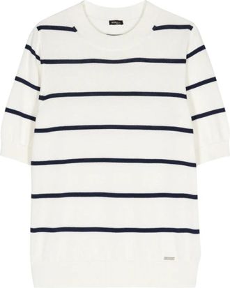 Kiton Gestreept katoenen T-shirt - Dames - T-shirts - Wit - XS - Katoen - Tops