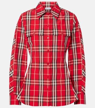 Burberry Camicia Burberry Check in cotone con peplum