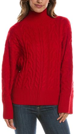 Fort&eacute; Cashmere Luxe Cable Mock Neck 100% Cashmere Pullover