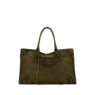 Balenciaga Olive Green Suede Large Le City Shopping Bag