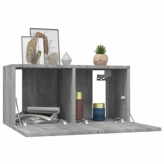 Berkfield Home Hanging TV Cabinet Grey Sonoma 3 pcs 60x30x30 cm Engineered Wood | Size: 60 x 30 x 30 cm