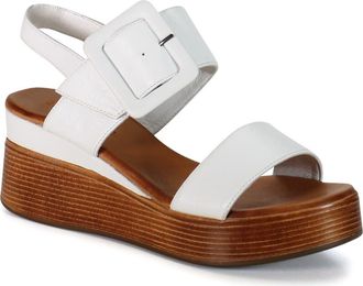 Diba SEEN IT ALL Leather Double Strap, Slingback Wedge in White at Nordstrom, Size 41