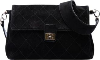 Chanel Pre-owned Suede Shoulder Bag - Dames - Vintage Schoudertas - Zwart - ONE Size - Leer - Vintage
