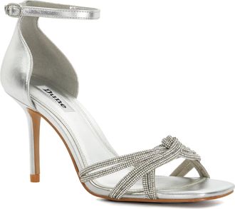 Dune London Womens Ladies Militant - Embellished Ankle Strap Heeled Sandals - Silver - Size UK 8