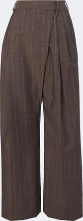 Ganni Striped pleated wool wide-leg pants