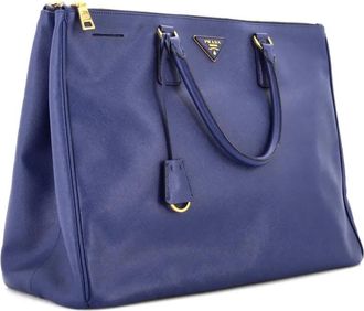 Prada Double Zip Lux Saffiano Leather XL tote bag - Blu