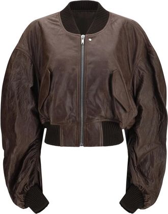 Rick Owens Giacca Bomber Corta in Pelle - - Jackets - Donna - Marrone - S