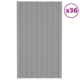 Berkfield Home Roof Panels 36 pcs Galvanised Steel Grey 80x45 cm