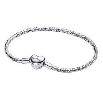 Pandora Heart Clasp Faceted Snake Chain Bracelet