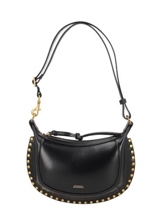 Isabel Marant Crescent-Shaped Black Calf Leather Shoulder Bag with Gold Hardware