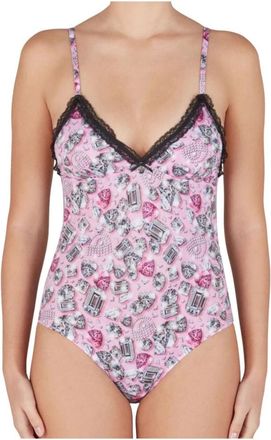 Chiara Ferragni Body met gemmenprint en zwart kanten detail - Dames - Bodies - Veelkleurig - L - Tops
