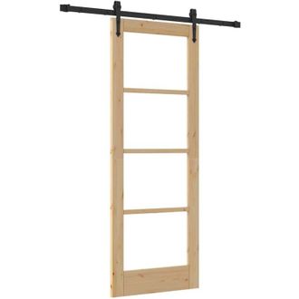 vidaXL Vidaxl - Puerta Deslizante Manual Marr&oacute;n 73.5 X 198.5 Cm Madera Y Metal