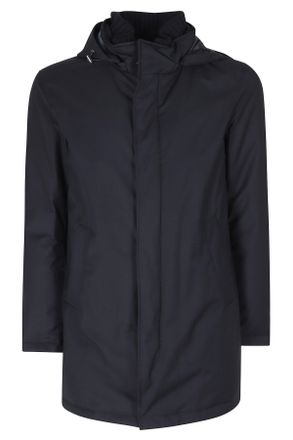 Herno Technical Water-Repellent Jacket With High Ribbed Collar And Adjustable Hood