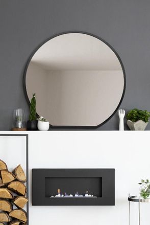 MirrorOutlet Black Framed Flat Bottom Circular Wall Mirror (105CM X 100CM) | Size: 1 Pack