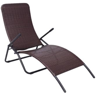 vidaXL Tumbona Plegable De Rat&aacute;n Sint&eacute;tico Marr&oacute;n Vidaxl