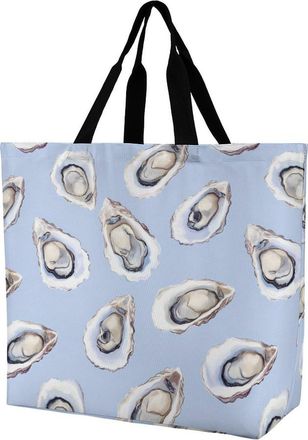 Generic Oysters Pattern Reusable Shopping Bags One Shoulder Grocery Tote Bag Waterproof Big Purse for Work Travel