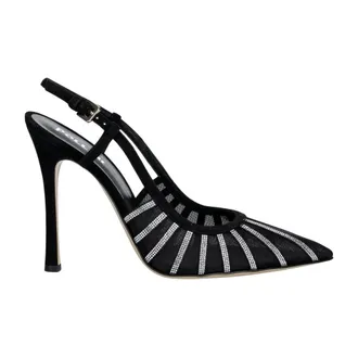 Pollini Schoenen, Dames, Zwart, 38 EU, Leer, Schoenen met Kristallen en Mesh