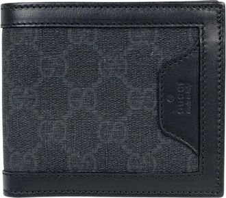 Gucci Gg Supreme Black Coated Canvas Leather Wallet (Bi-Fold) (Pre-Owned)