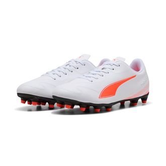 Puma Fussballschuh PUMA VITORIA II FG/AG, Herren, Gr. 42,5, weiss (puma wei&szlig;, glowing rot), Synthetik, Schuhe Fussballschuh, f&uuml;r Rasenpl&auml;tze, mit Schn&uuml;rung
