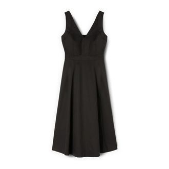 Motivi Jurk met uitlopende rok van technische katoen - Dames - Casual kleedjes - Zwart - XS - Katoen - Kleedjes