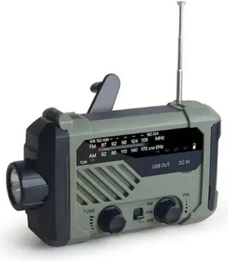 OEM Radio De Emergencia - Am Fm Noaa - Lampara Led - Bateria Externa 2000 Mah - 4 Fuentes De Alimentacion - Para Camping Y Emergencias