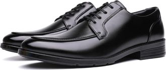 Generic Dress Oxford for Men Lace Up Apron Toe Black Burnished Toe Vegan Leather Non Slip Block Heel Low Top Anti-Slip Slip Resistant Business(Black,7.5 UK)