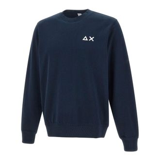 Sun 68 Round-neck Knitwear, male, Blue, Size: XL Cotton Sweatshirt