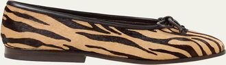 Loeffler Randall Noelle Zebra-Printed Calf Hair Ballerina Flats